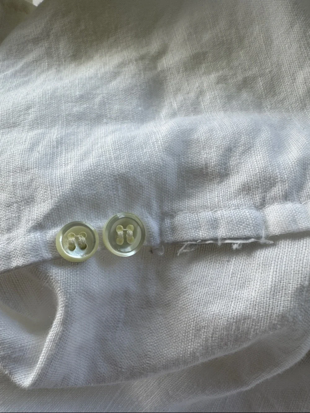 J. Crew Perfect white linen blend collared long sleeve button down shirt size 4P